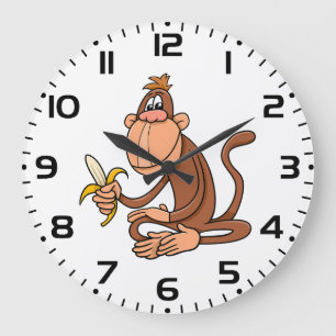 Schattige Cartoon Aap met Banaan Grappig Dier Grote Klok