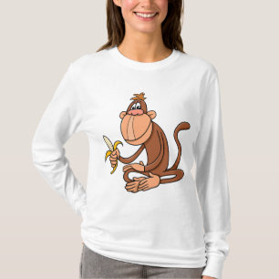 Schattige Cartoon Aap met Banaan Grappig Dier T-shirt