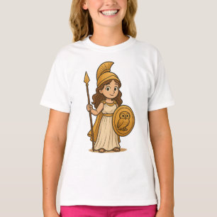 Schattige Cartoon Athena – Griekse Godin Kids T-Sh T-shirt
