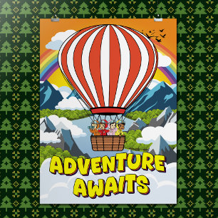 Schattige Cartoon-avontuur wacht op Inspirerend qu Poster