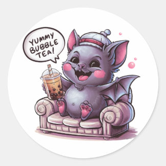 Schattige Cartoon Bat: Gezellig, Kawaii Vibes Ronde Sticker