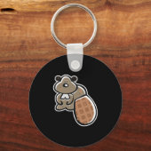 schattige cartoon bever sleutelhanger (Voorkant)