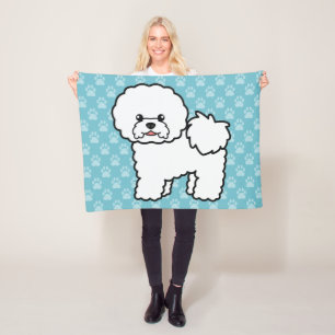 Schattige Cartoon Bichon Frise Hond Fleece Deken