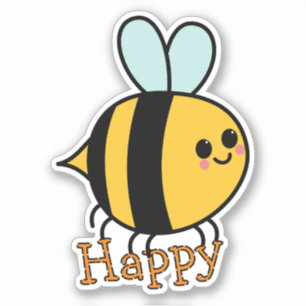 Schattige Cartoon Bij Gelukkig  Sticker