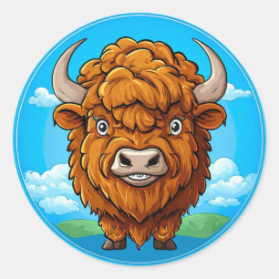 Schattige Cartoon Bizon Ronde Sticker