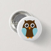 Schattige Cartoon Blauwe Owl Ronde Button 3,2 Cm (Voorkant /achterkant)