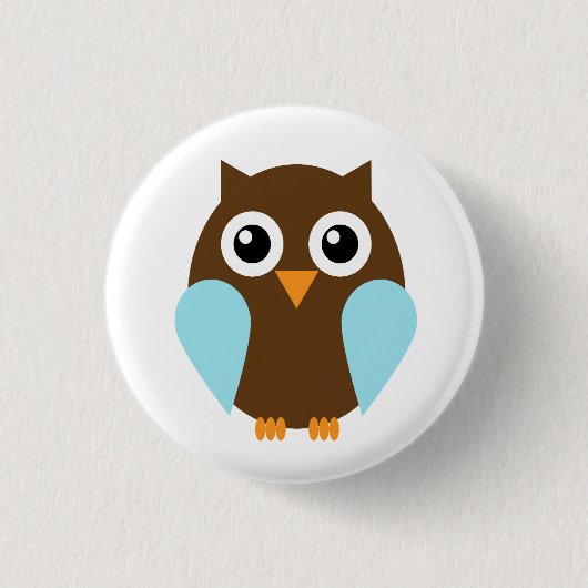 Schattige Cartoon Blauwe Owl Ronde Button 3,2 Cm (Voorkant)