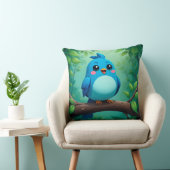 Schattige Cartoon Blauwe Vogel voor Kinderen & Gez Kussen (Stoel)