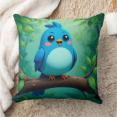 Schattige Cartoon Blauwe Vogel voor Kinderen & Gez Kussen (Deken)