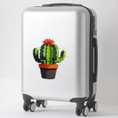 Schattige Cartoon Cactus Plant in Pot Met Bloem Sticker (Koffer)