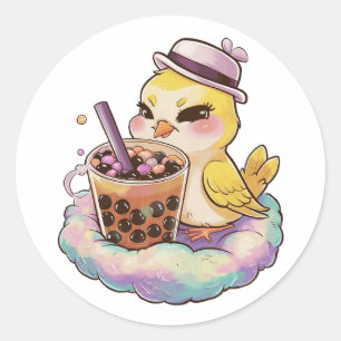 Schattige Cartoon Canary: Gezellig, Kawaii Vibes Ronde Sticker