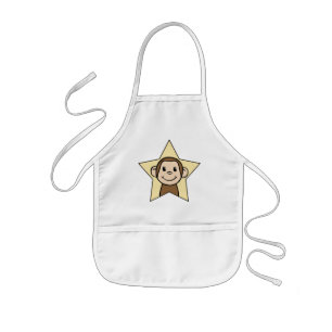 Schattige Cartoon Clip Art Aap met Grinnende Gliml Kinder Schort