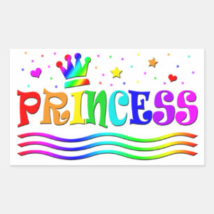 Schattige Cartoon Clip Art Regenboog Prinsessen Kr Rechthoekige Sticker
