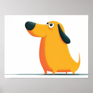 Schattige Cartoon Dachshund Illustratie – Grappige Poster