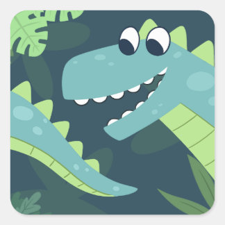 Schattige Cartoon Dinosaur Kinderen Vierkante Sticker