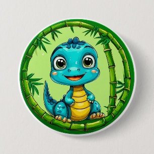 Schattige cartoon dinosaurus ronde button 7,6 cm