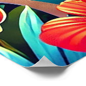 Schattige Cartoon dinosaurus temidden van levendig Poster (Hoek)