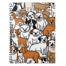 Schattige Cartoon Dog Pattern Notitieboek