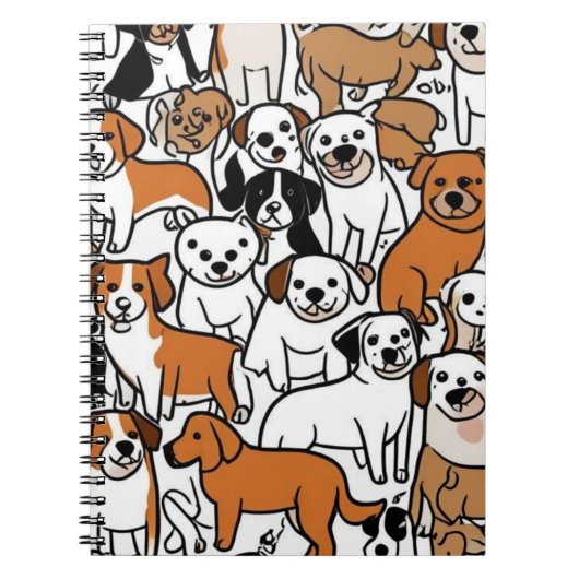 Schattige Cartoon Dog Pattern Notitieboek (Voorkant)
