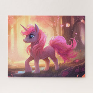 schattige cartoon eenhoorn getekend roze legpuzzel