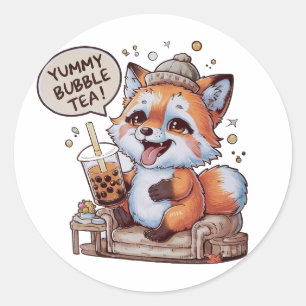 Schattige Cartoon Fox: Gezellig, Kawaii Vibes Ronde Sticker
