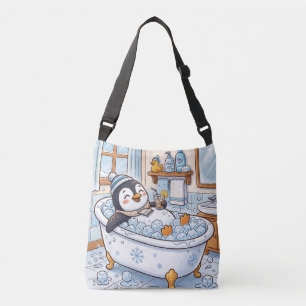 Schattige Cartoon Gelukkige Pinguïn Die Een Bad Ne Crossbody Tas