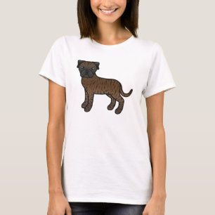 Schattige Cartoon Gestreepte Bullmastiff Hond T-shirt