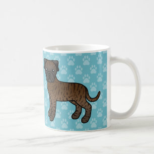 Schattige Cartoon Gestreepte Bullmastiff Honden Koffiemok