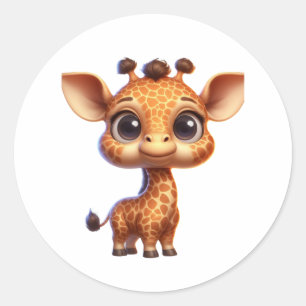 Schattige Cartoon Giraffe Graphic - Schattigee Saf Ronde Sticker