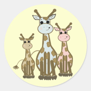 Schattige cartoon giraffenfamilie ronde sticker