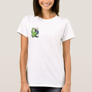 Schattige Cartoon Groene Papegaai die Zingt met Mi T-shirt
