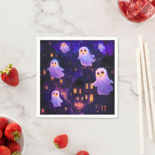 Schattige Cartoon Halloween Vliegende Geesten Midd Servet