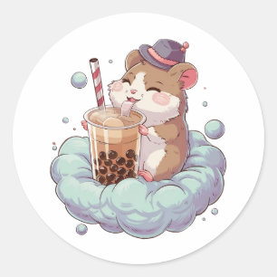 Schattige Cartoon Hamster: Gezellig, Kawaii Vibes Ronde Sticker