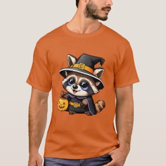 Schattige cartoon heksenwasbeer t-shirt