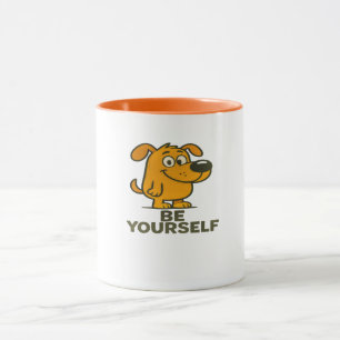 Schattige Cartoon Hond Inspirerend Wees Jezelf Mok
