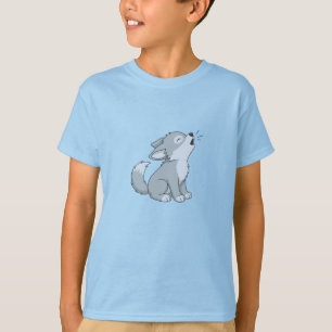 Schattige Cartoon Huilende Wolf Pup T-shirt