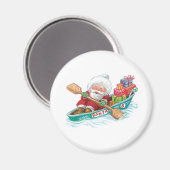 Schattige cartoon jolige kerstman in een roeiboot magneet (Voorkant / Achterkant)