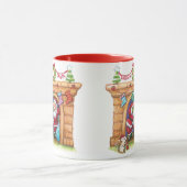 Schattige Cartoon Jolly Sinterklaas komt door de s Mok (Midden)