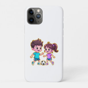 Schattige Cartoon Jongen en Meisje Spelen Samen Vo iPhone 11 Pro Hoesje