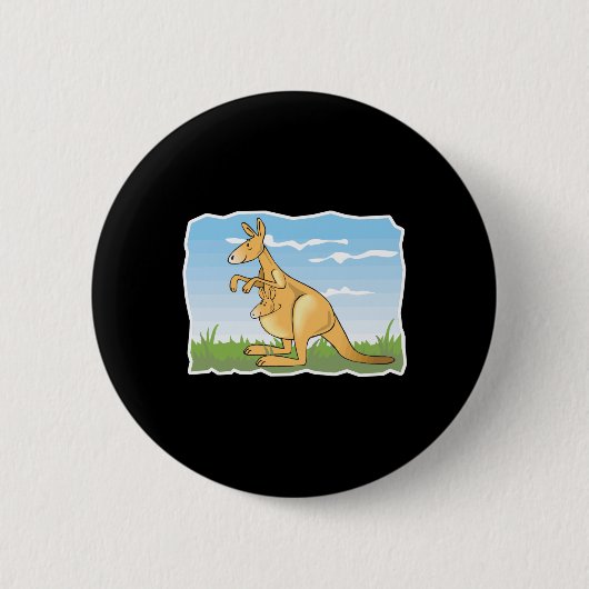 schattige cartoon kangaroo en baby ronde button 5,7 cm (Voorkant)