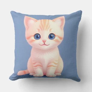 Schattige Cartoon Kat Met Blauwe Ogen Kussen