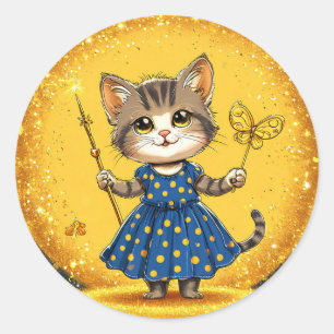 Schattige cartoon kat ronde sticker
