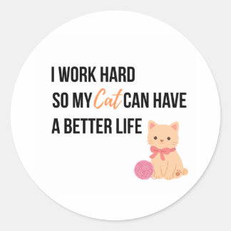 Schattige Cartoon Kat Typografie Ontwerp Ronde Sticker