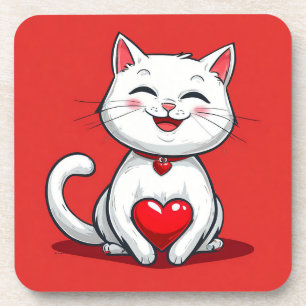 Schattige cartoon kat verliefd bier onderzetter