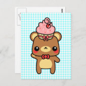 Schattige Cartoon Kawaii Beer Cupcake Briefkaart (Voorkant / Achterkant)