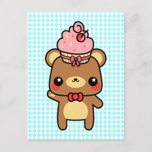 Schattige Cartoon Kawaii Beer Cupcake Briefkaart