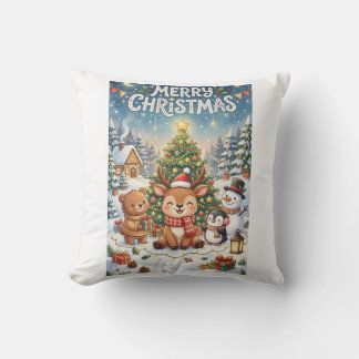 • Schattige Cartoon Kerst Rendieren en Vrienden Wi Kussen
