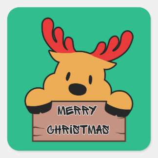 Schattige Cartoon Kerst Rendieren Vierkante Sticker