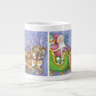 Schattige Cartoon Kerstman slee Kerstman rendieren Extra Grote Beker