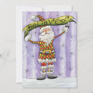 Schattige Cartoon Kerstmis, Ik geloof in Sinterkla Feestdagenkaart